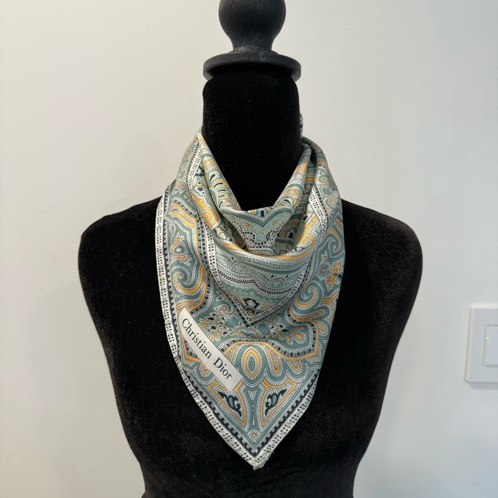 Authentic Christian Dior Paisley Silk Scarf 18”